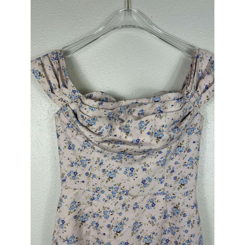 Lavish Alice Bardot Cowl Neck off the Shoulder Cocktail Dress Ditsy Floral Sz 2 - Picture 5 of 9